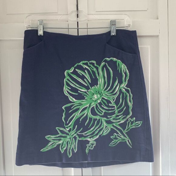 Lily Pulitzer Mini Skirt Green Embroidered Flower - Picture 10 of 13